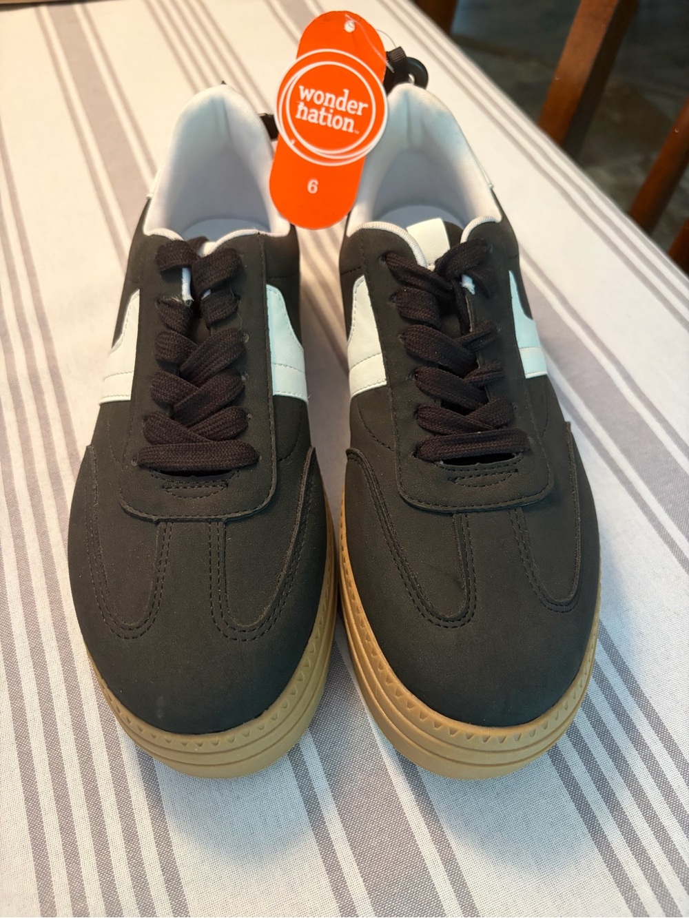 wonder nation Black White Low-Top Sneakers with Gum Sole